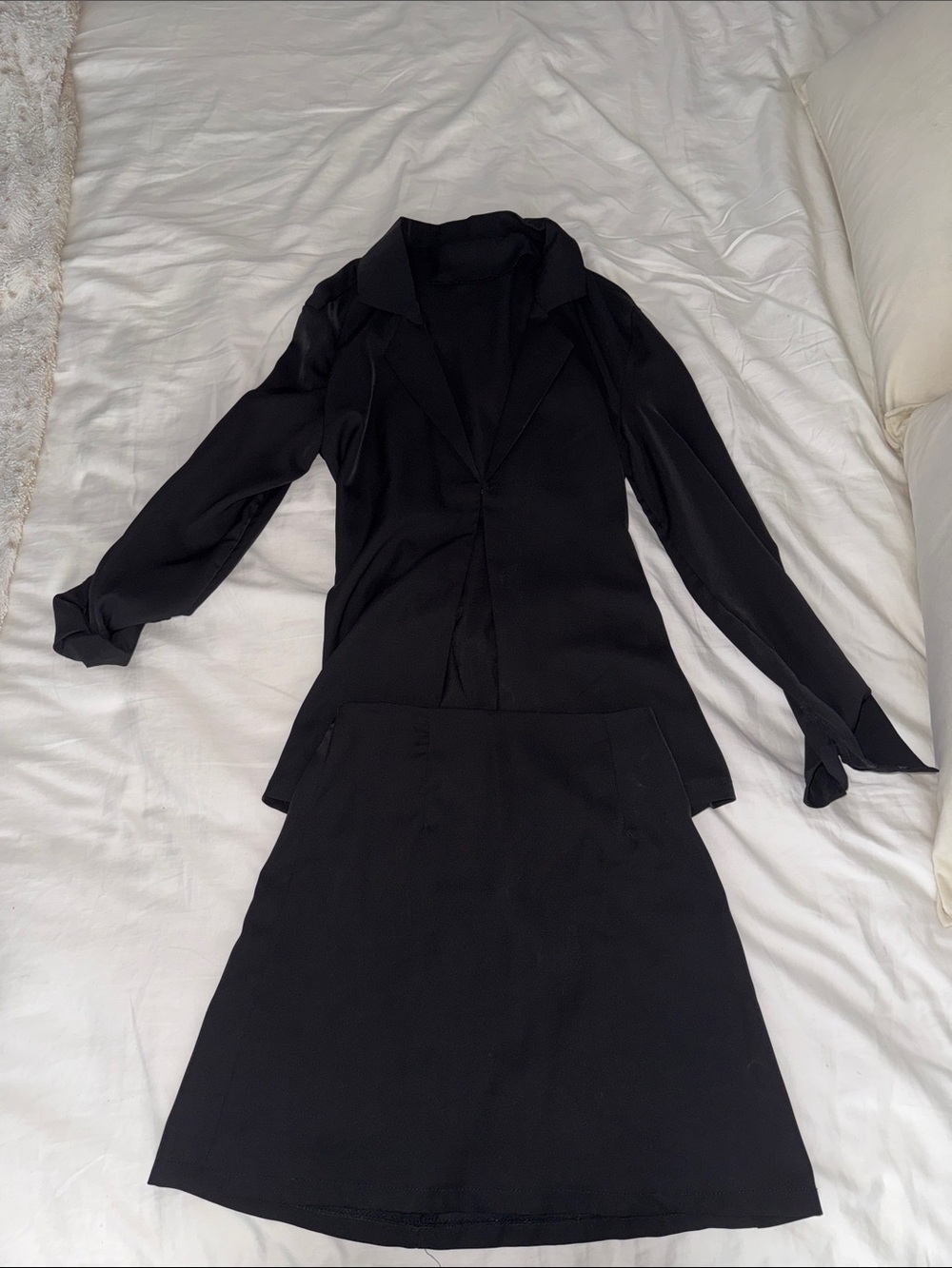 Women's Black Two-Piece Skirt and Blouse Set